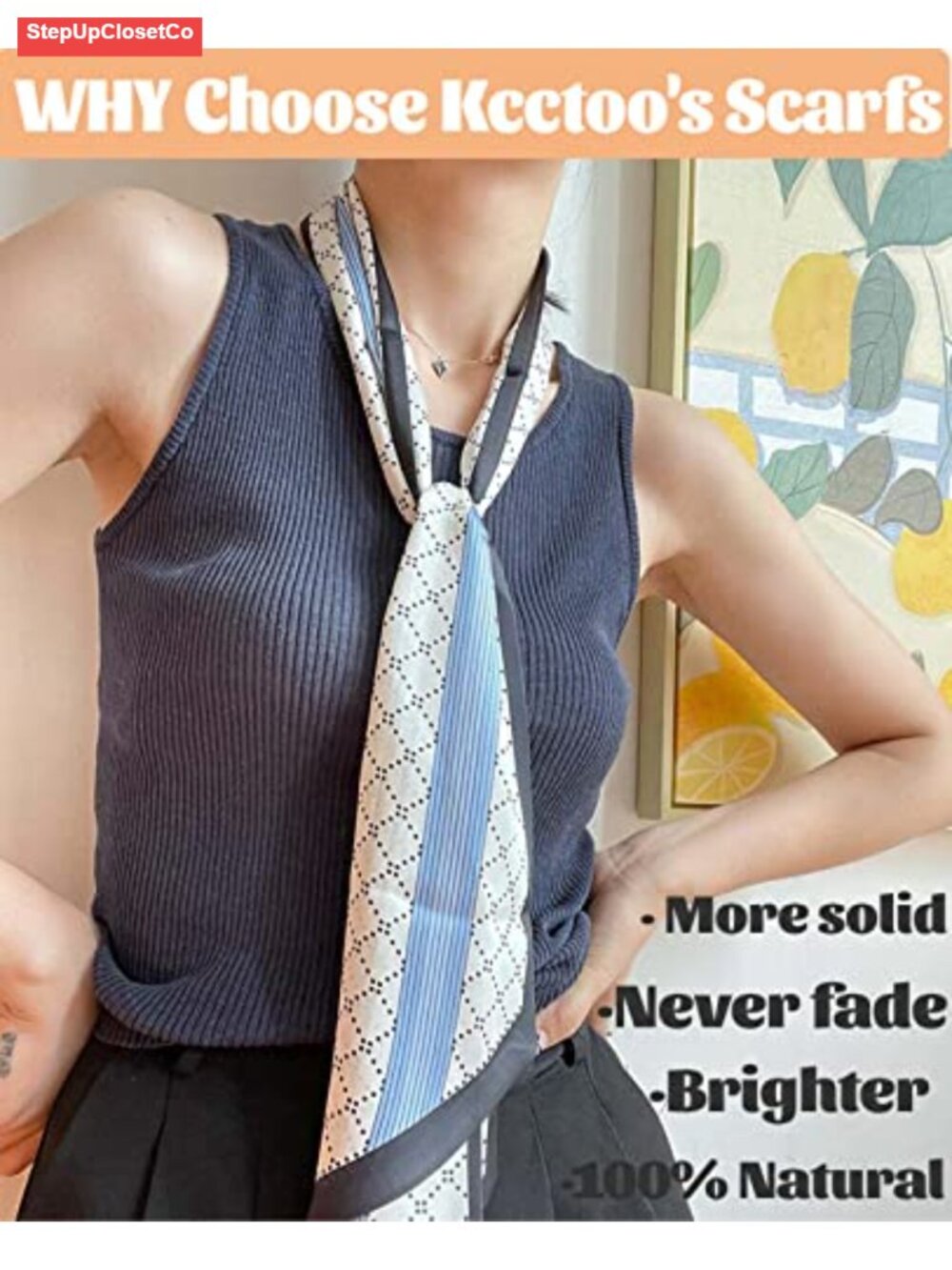 Satin Silk Feel Square Head Scarf Neck Tie Hair Scarf Bandana - Picture 5 of 6
